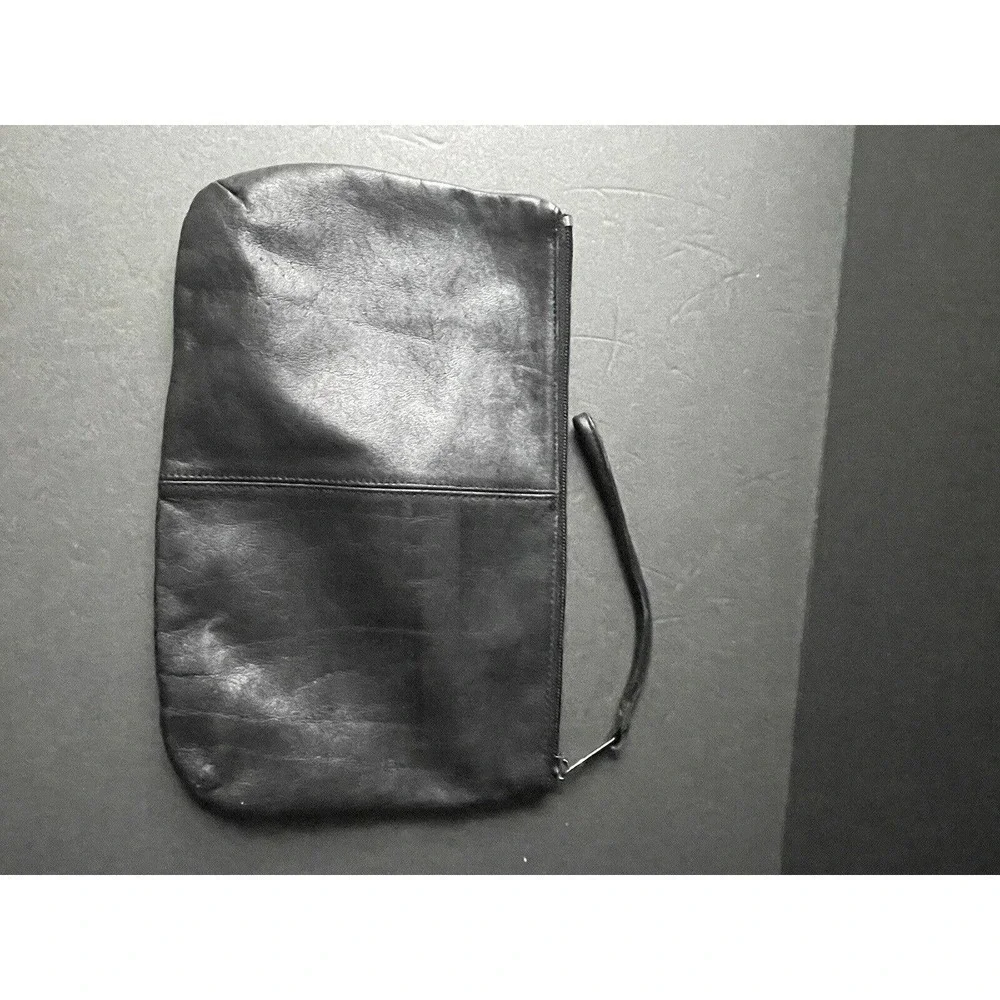 Vintage Leather Black Womens Handbag Retro Clutch Wristlet